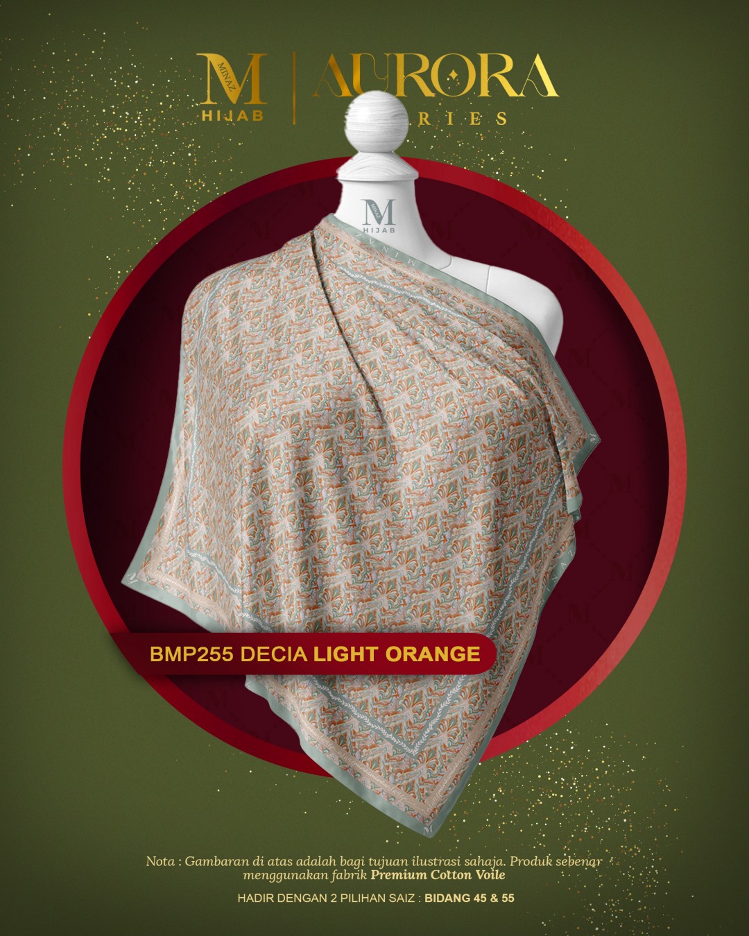 Tudung Bawal Aurora - Decia Light Orange