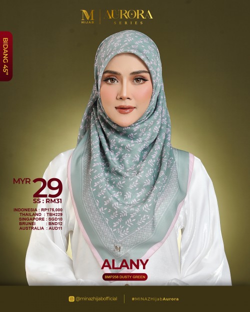 Tudung Bawal Aurora - Alany Dusty Green - B45