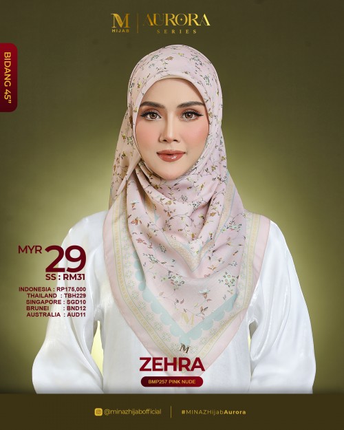 Tudung Bawal Aurora - Zehra Pink Nude - B45