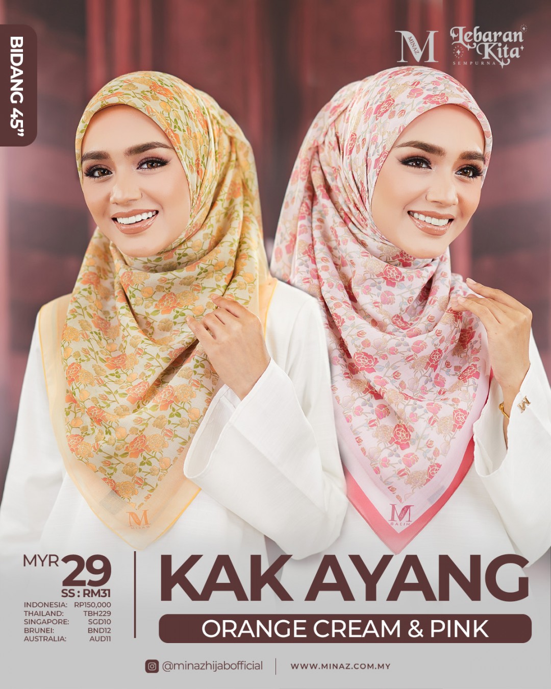 Tudung Bawal - Orange Cream