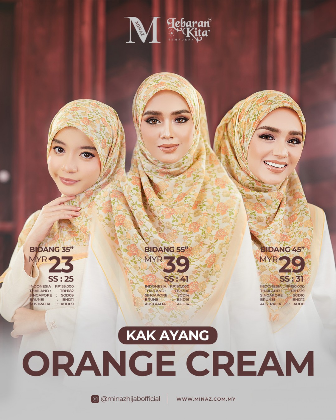 Tudung Bawal - Orange Cream - B45