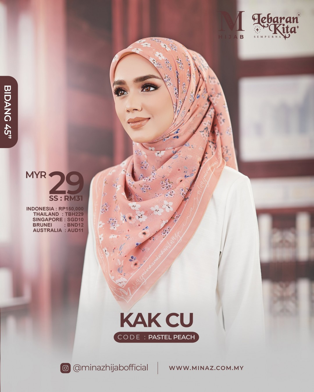 Tudung Bawal - Pastel Peach - B45