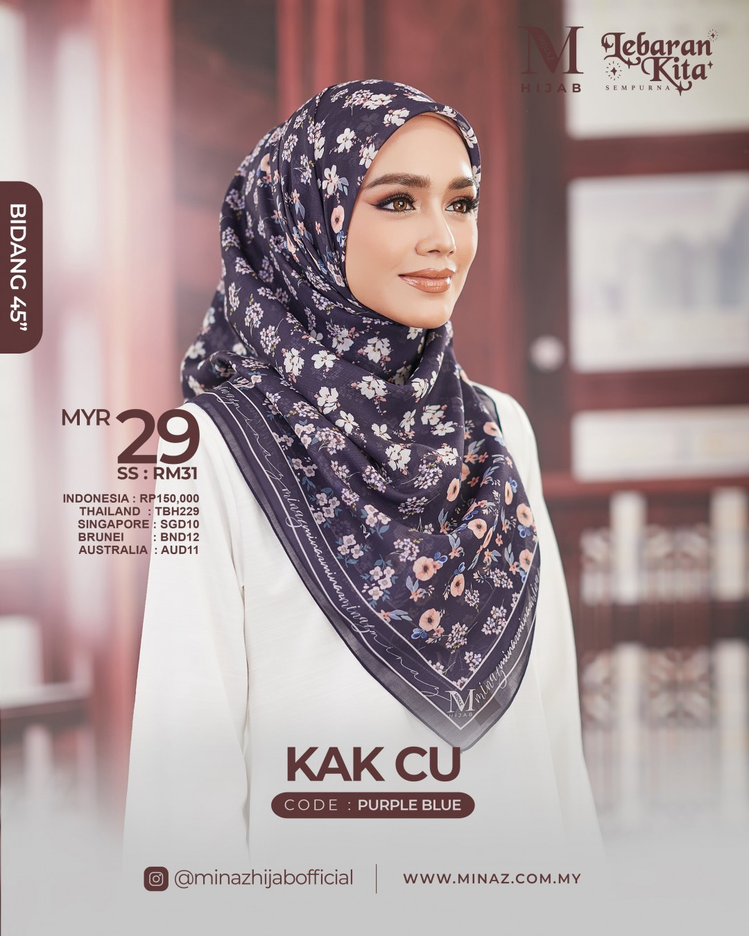 Tudung Bawal - Purple Blue