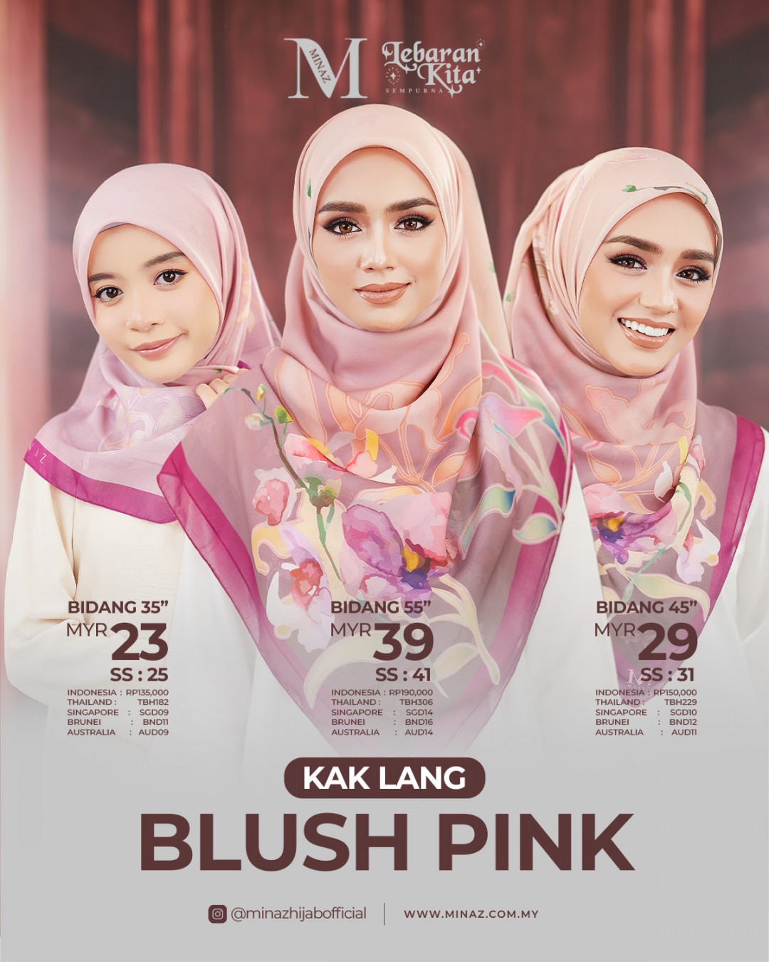 Tudung Bawal - Blush Pink - B45