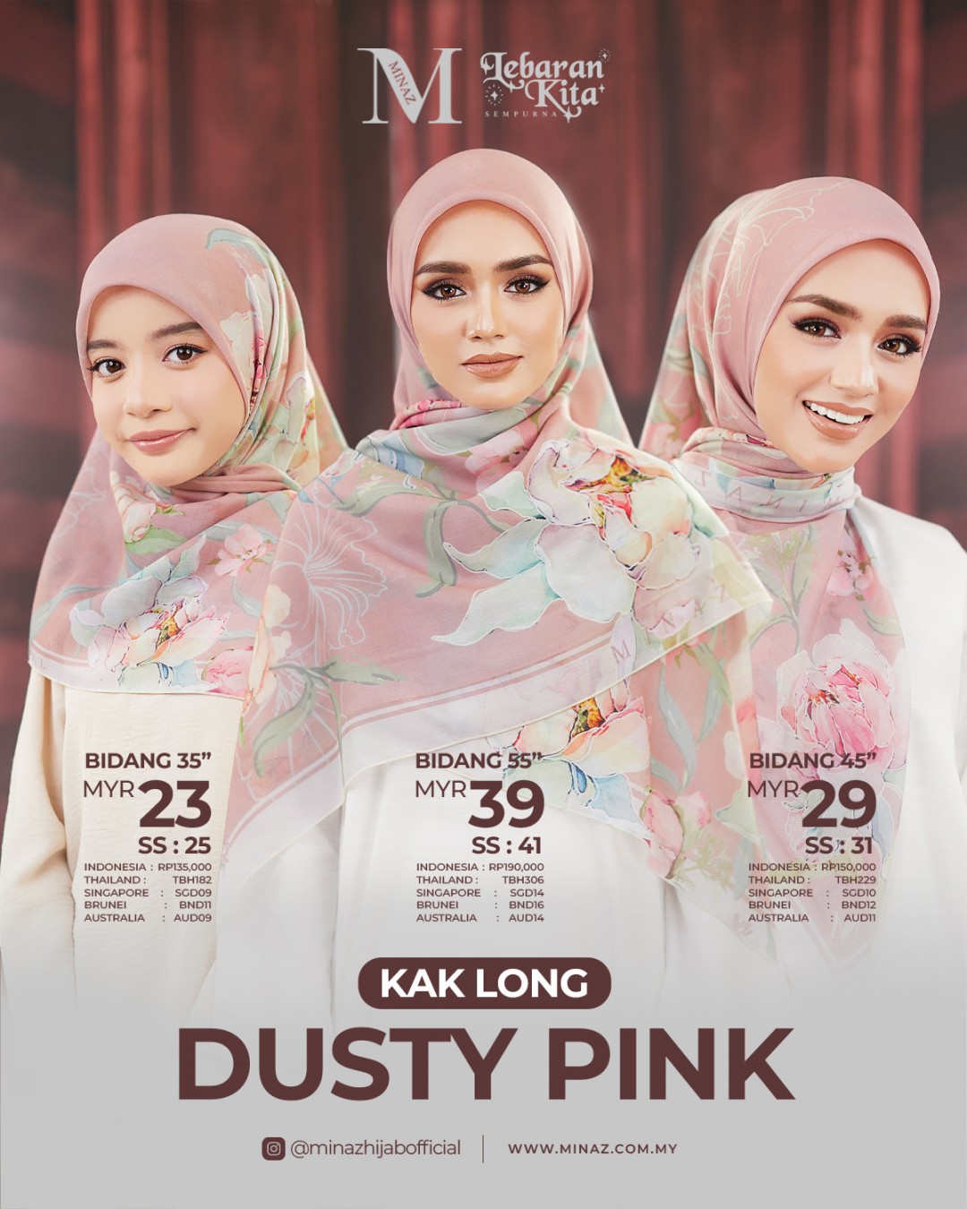 Tudung Bawal - Dusty Pink - B45