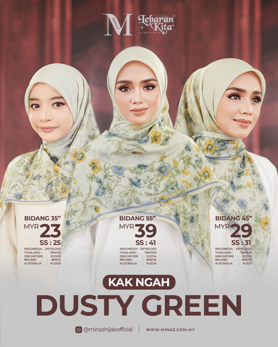 Tudung Bawal - Dusty Green - B45