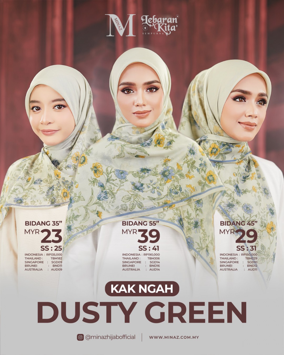 Tudung Bawal - Dusty Green