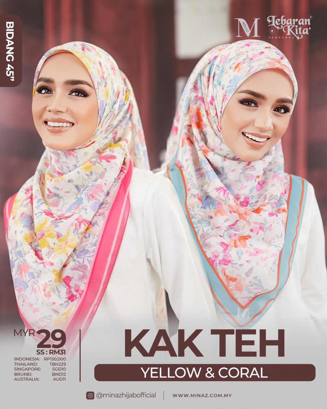 Tudung Bawal - Coral