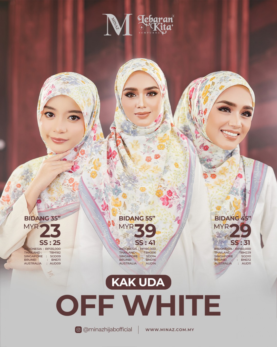 Tudung Bawal - Off White - B45