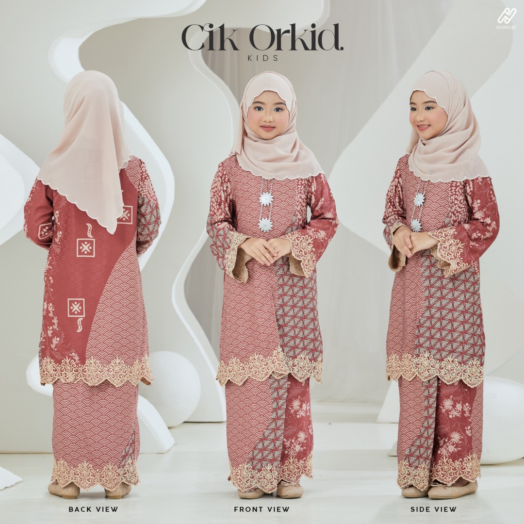 Kebaya Cik Orkid Kids - Light Mauve