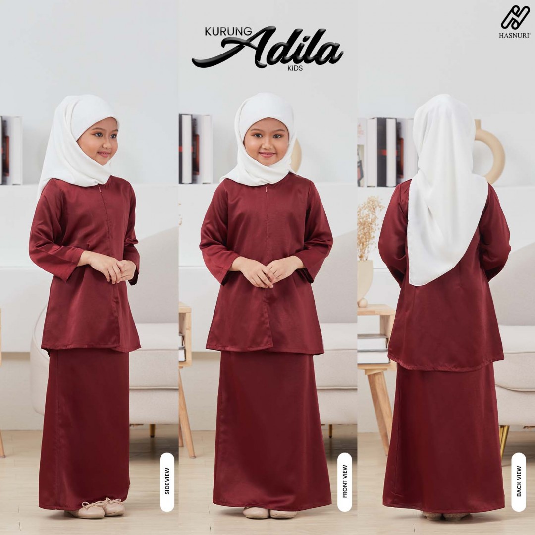 Kurung Adila Kids - Maroon