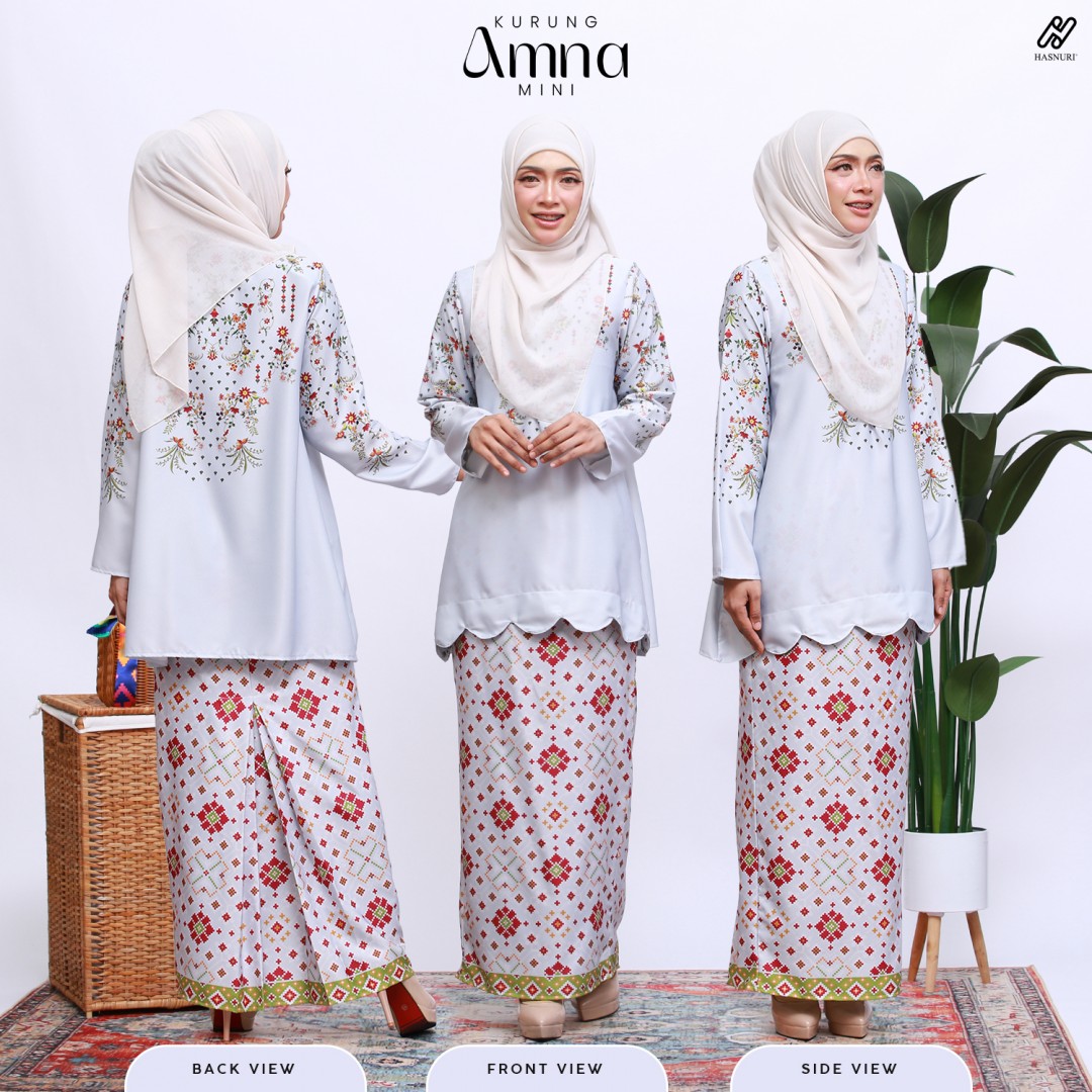 Kurung Amna Mini - Blue Grey