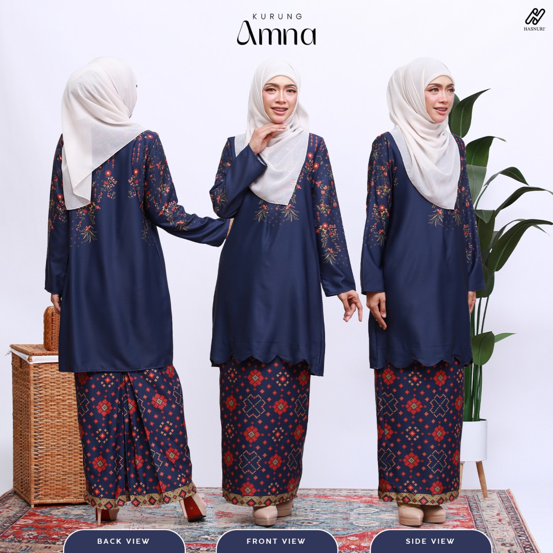 Kurung Amna - Navy Blue