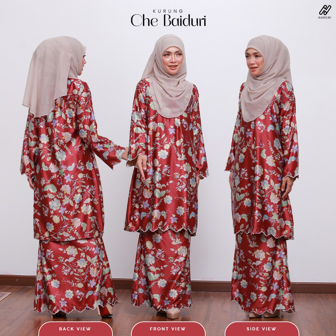 Kurung Che Baiduri - Maroon