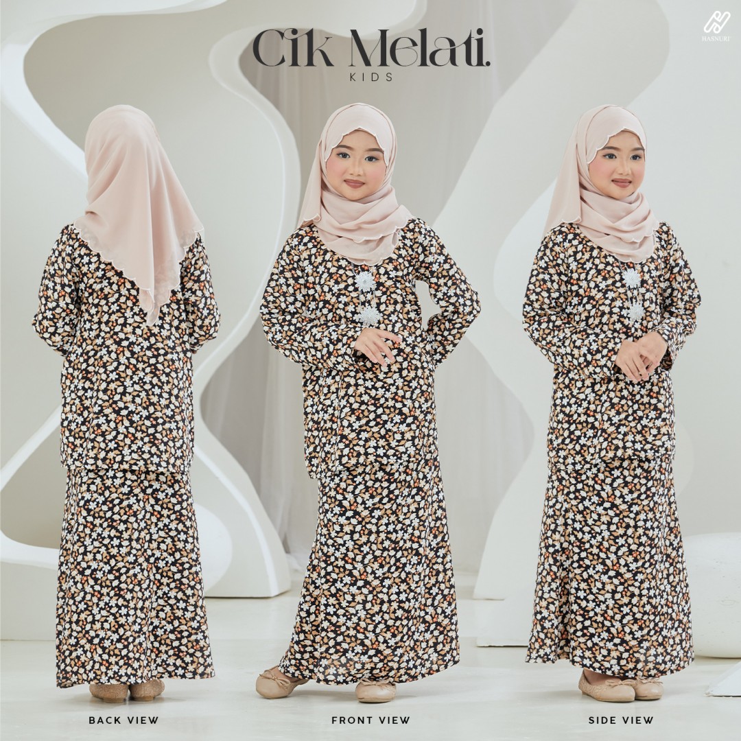 Kurung Cik Melati Kids - Black