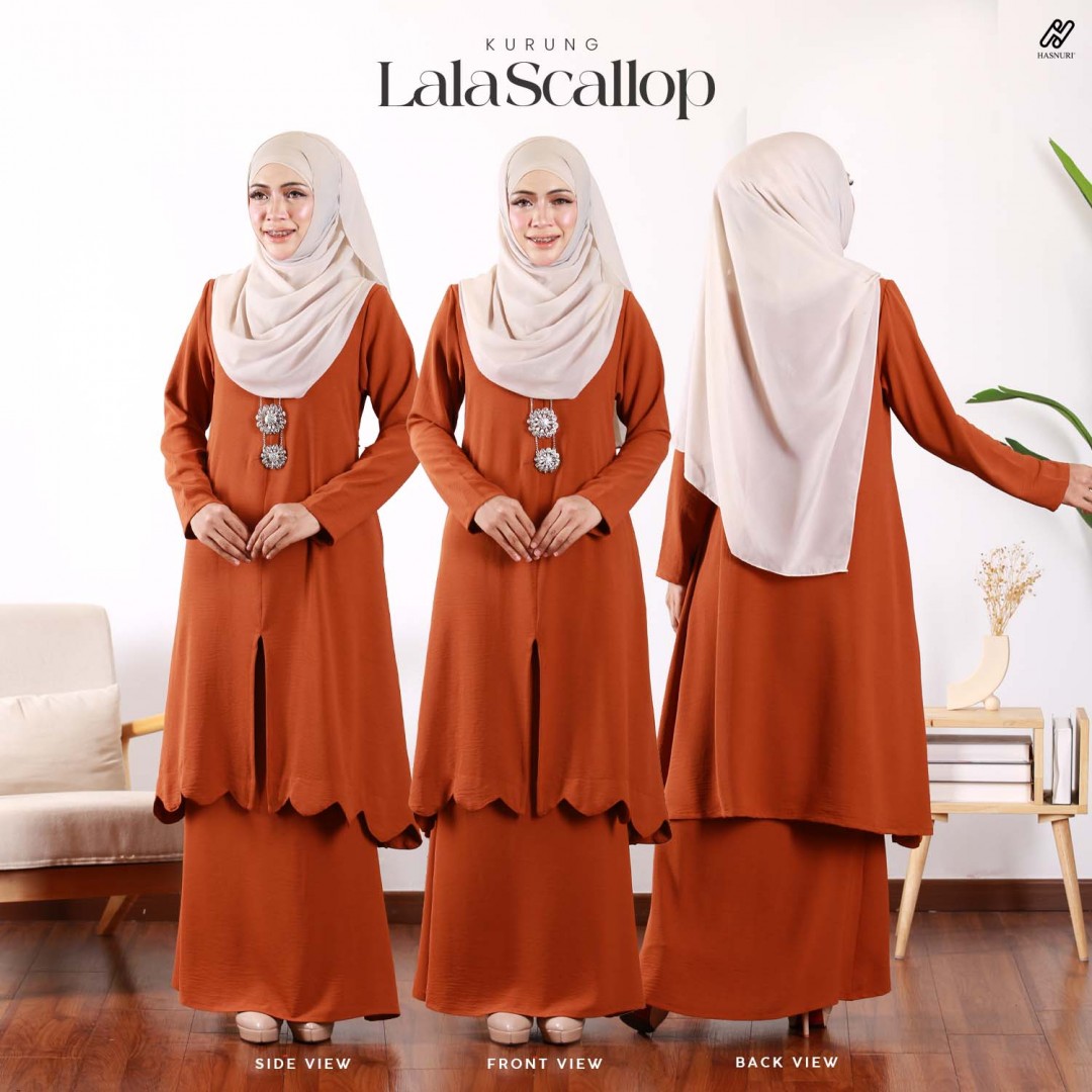 Kurung Lala Scallop - Maroon