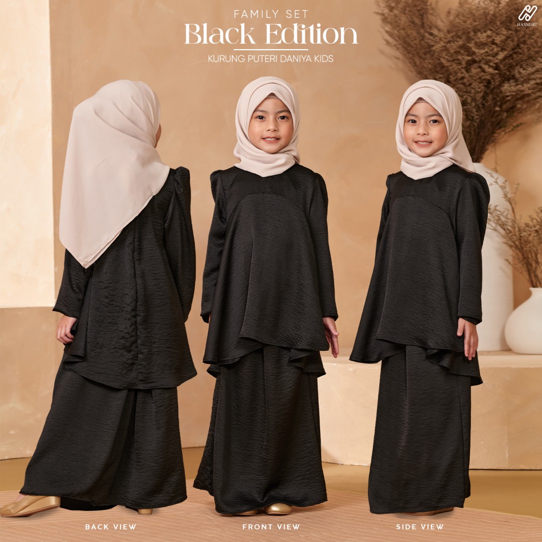 Kurung Puteri Daniya Kids - Black