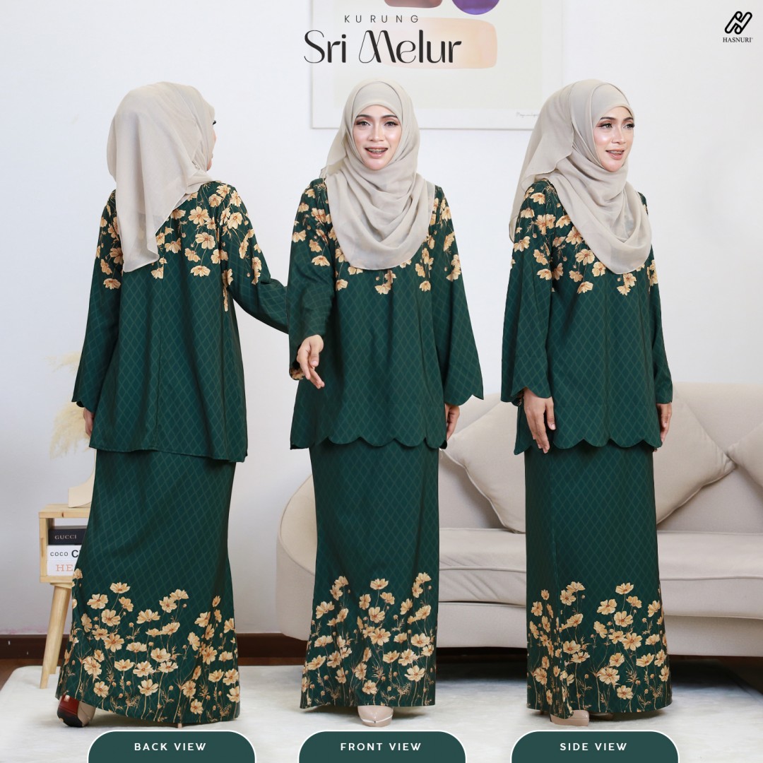 Kurung Sri Melur - Emerald Green