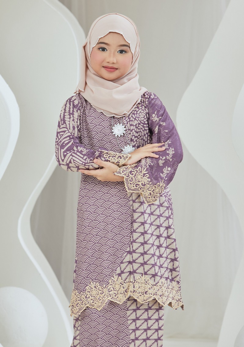 Kebaya Cik Orkid Kids - Light Mauve