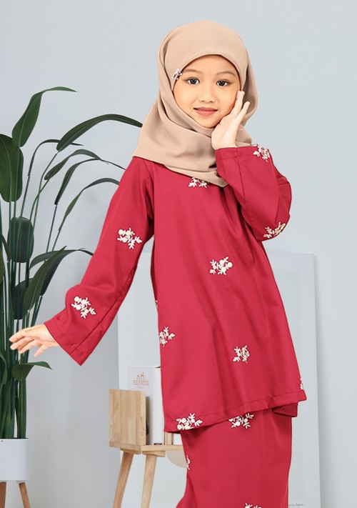 Kurung Qeela Kids - Maroon