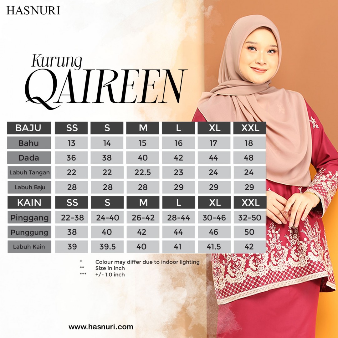 Kurung Qaireen - Maroon