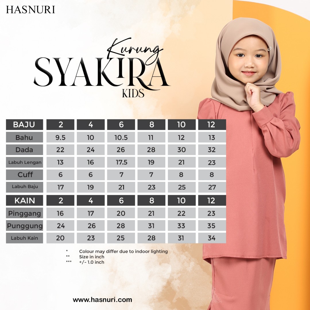Kurung Syakira Kids - Soft Pink