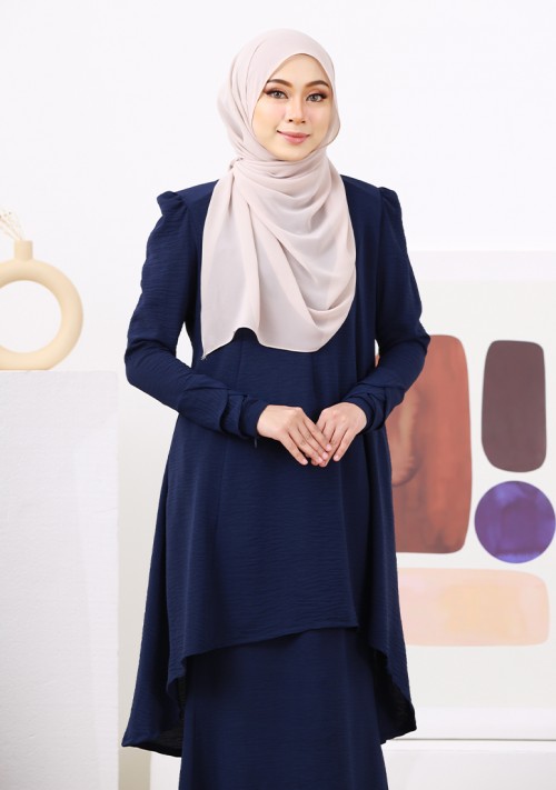Kurung Lily Clara - Navy Blue