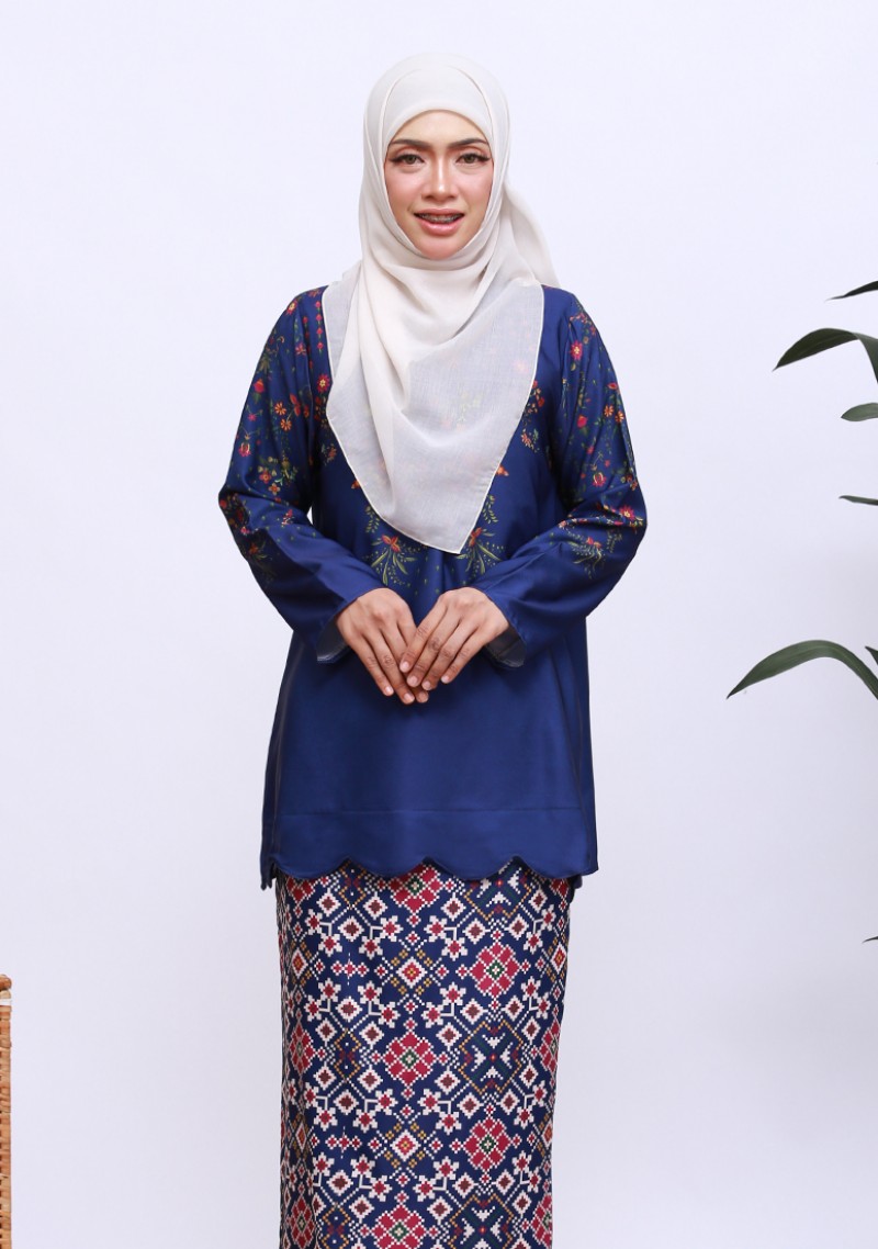 Kurung Amna Mini - Navy Blue