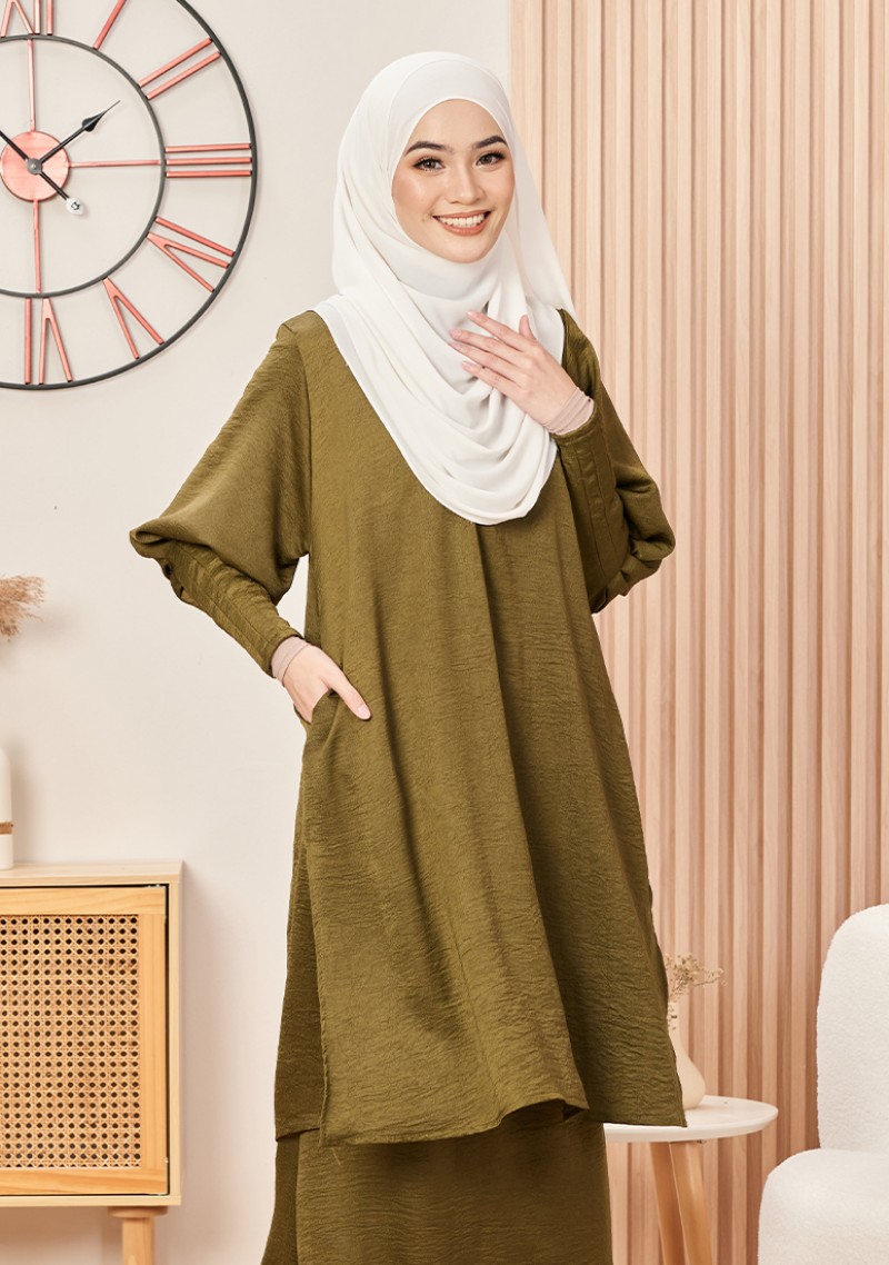 Kurung Zayra - Olive Green