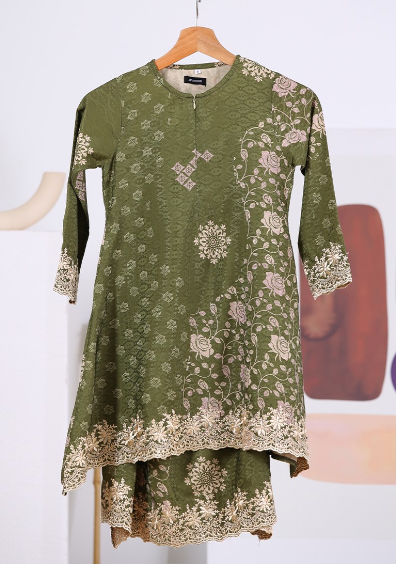 Kurung Cempaka Kids - Olive Green