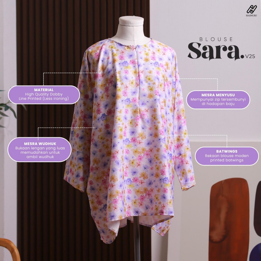 Blouse Sara V25 - Lilac Purple