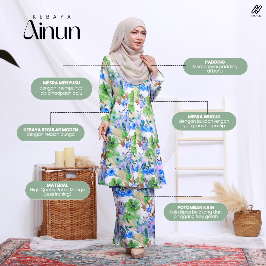 Kebaya Ainun - White Blue