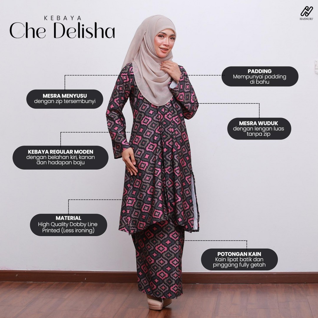 Kebaya Che Delisha - Brown