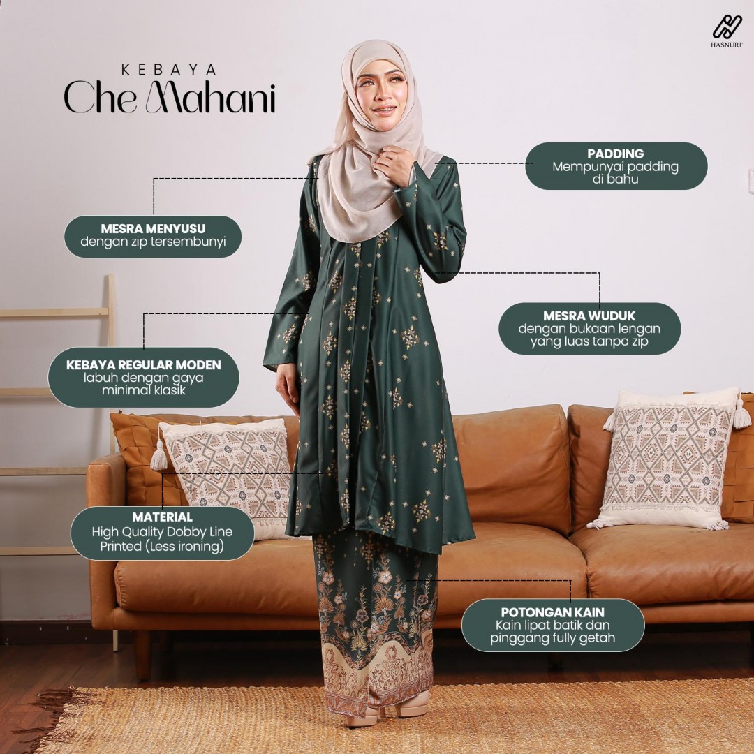 Kebaya Che Mahani - Emerald Green