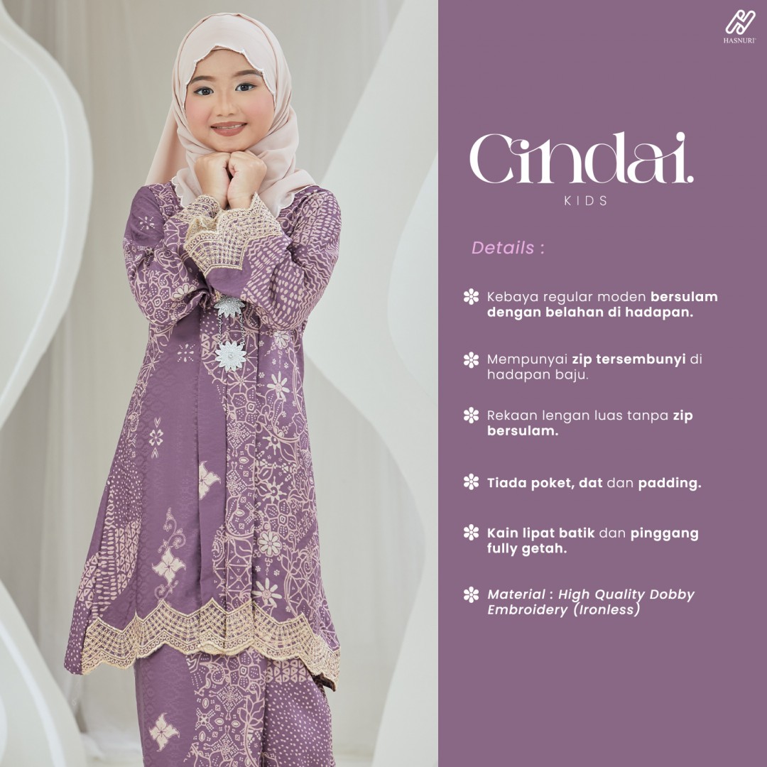 Kebaya Cindai Kids - Spruce Grey