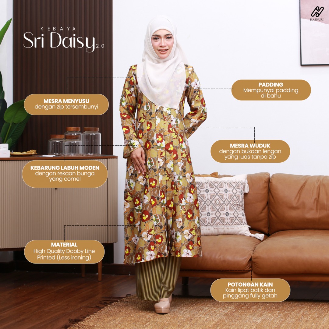 Kebaya Sri Daisy 2.0 - Charcoal Grey