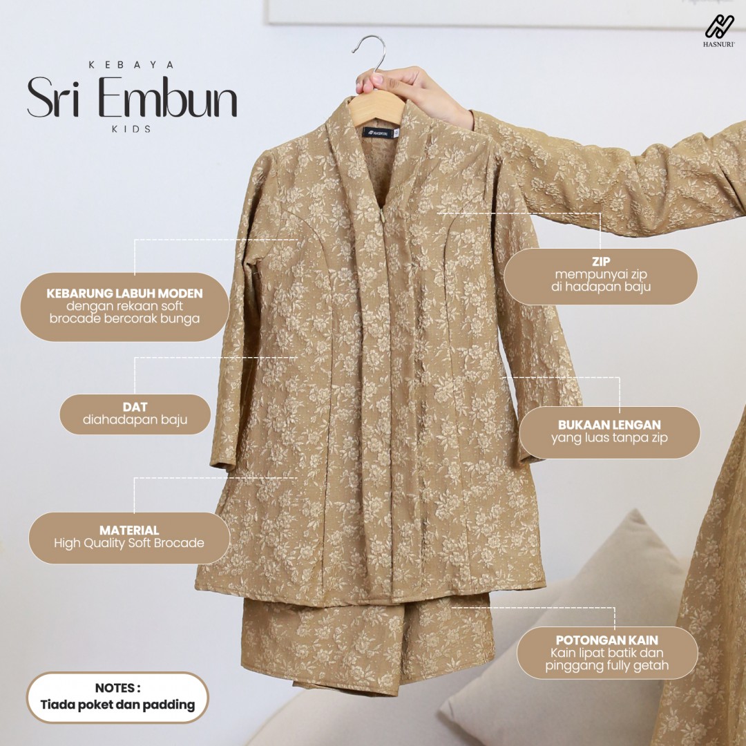 Kebaya Sri Embun Kids - Brick Orange