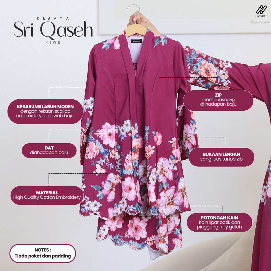 Kebaya Sri Qaseh Kids - Emerald Green
