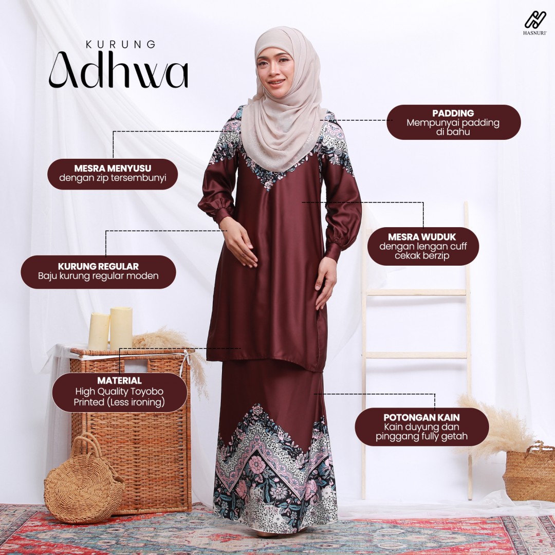 Kurung Adhwa - Ivory White