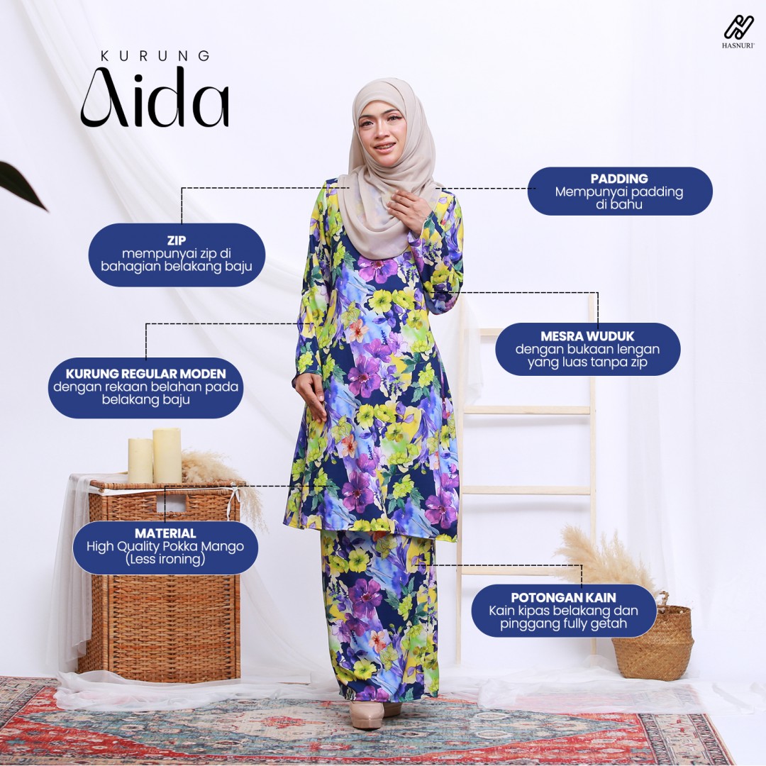 Kurung Aida - Black Orange