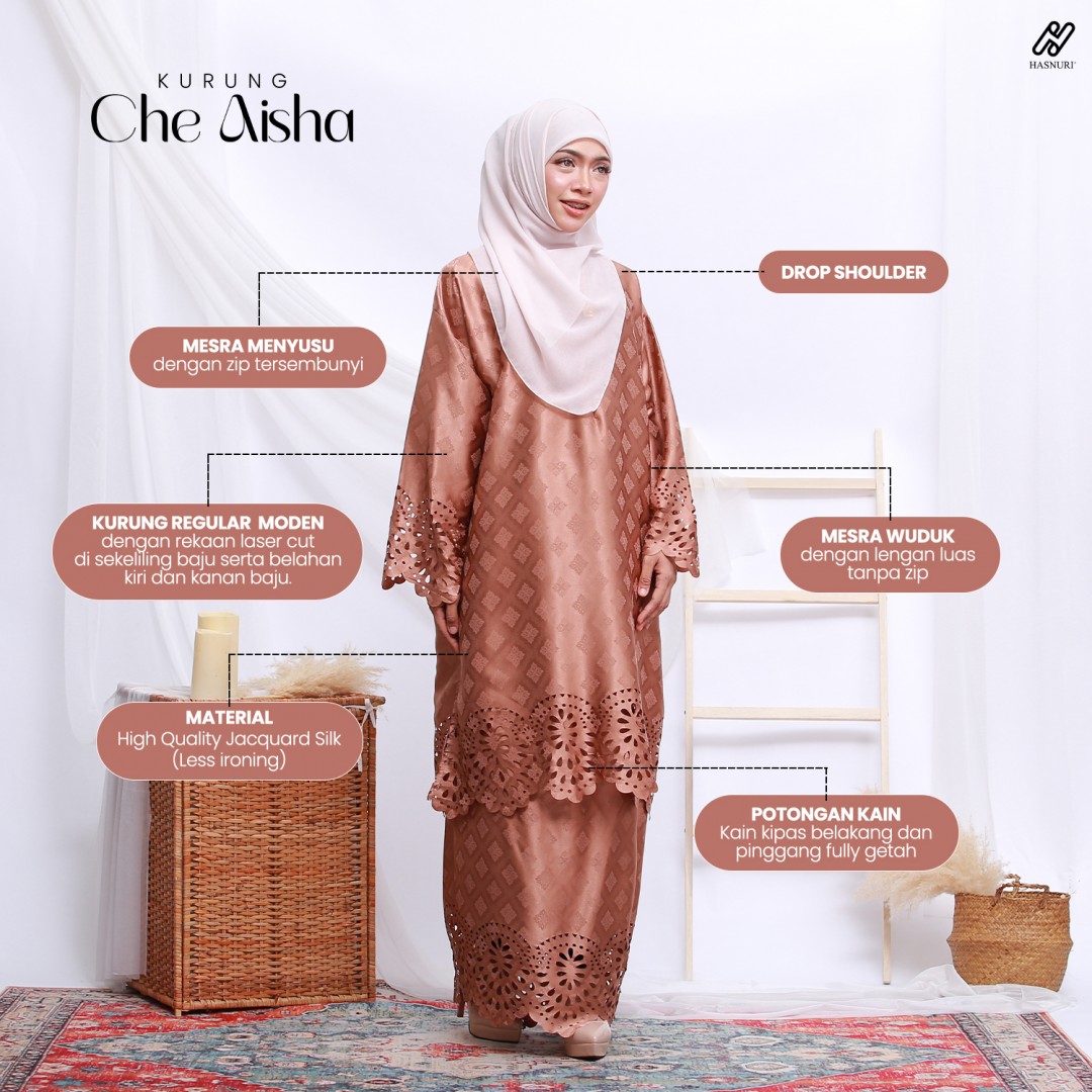 Kurung Che Aisha - Navy Blue