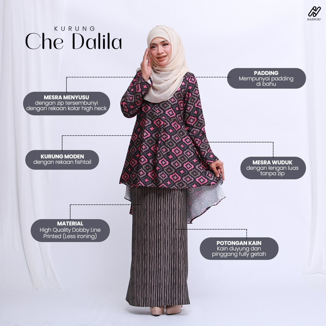 Kurung Che Dalila - Black