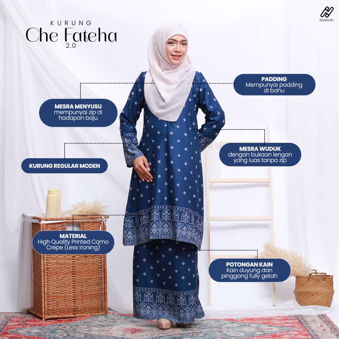 Kurung Che Fateha 2.0 - Burgundy