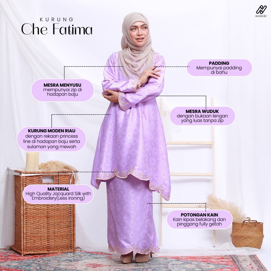 Kurung Che Fatima - Lilac Purple