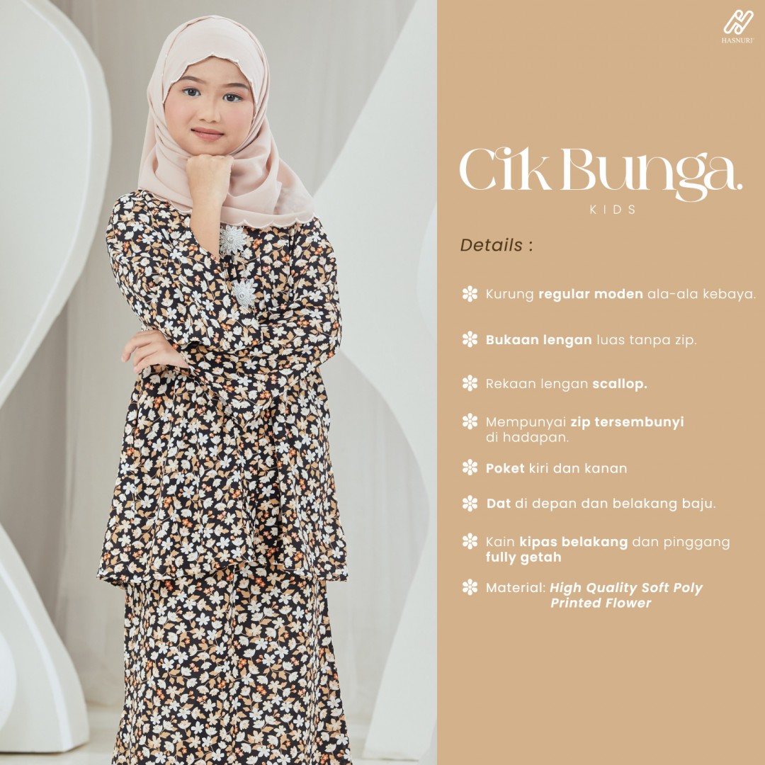 Kebaya Cik Bunga Kids - Yellow