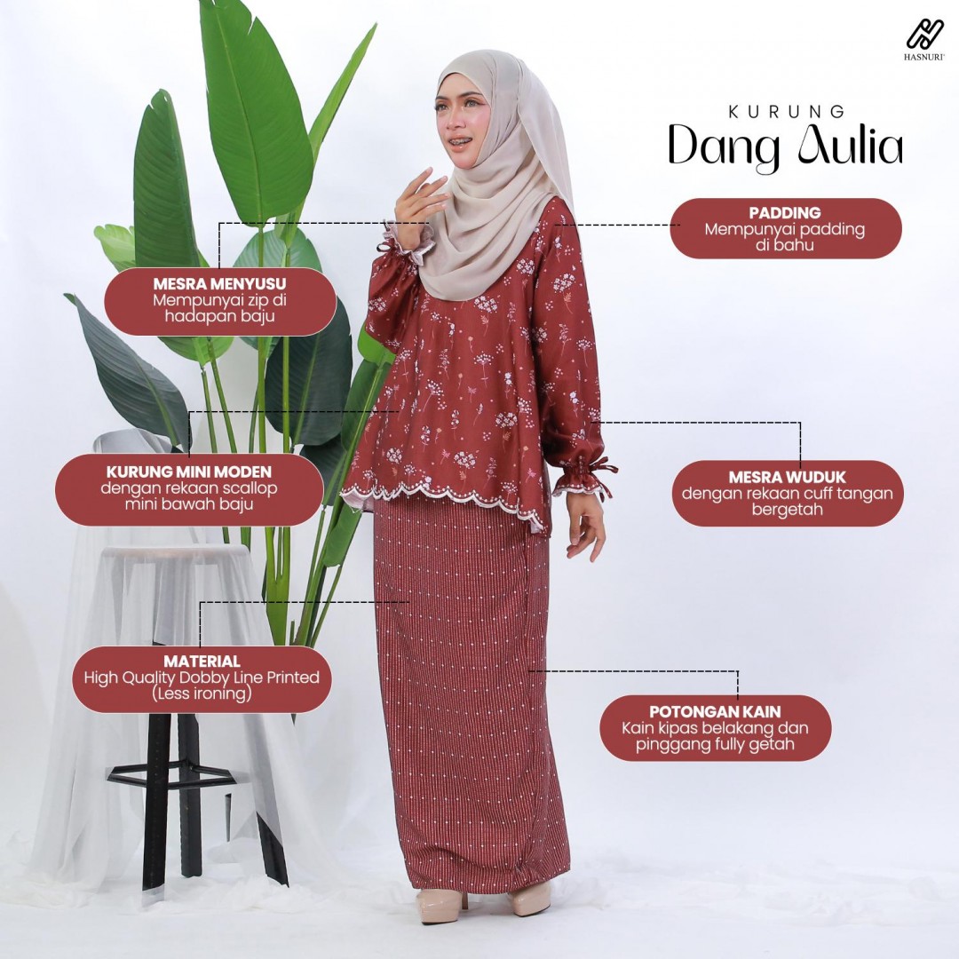 Kurung Dang Aulia - Burgundy