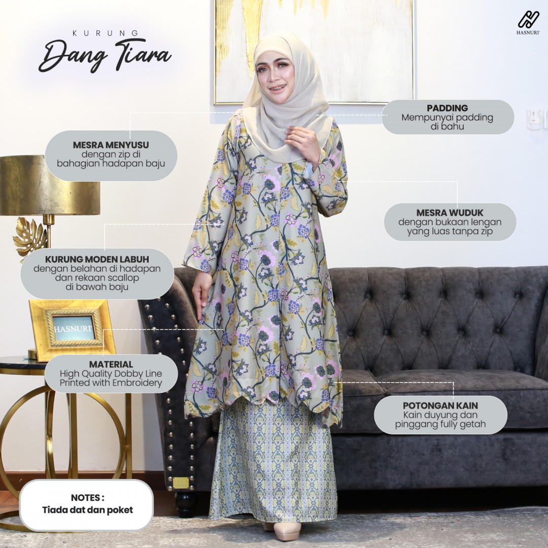 Kurung Dang Tiara - Sage Green