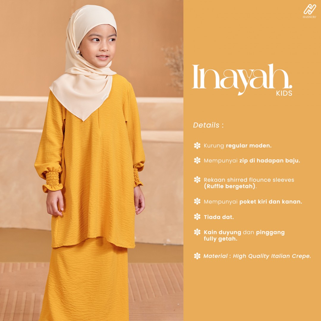Kurung Inayah Kids - Mustard