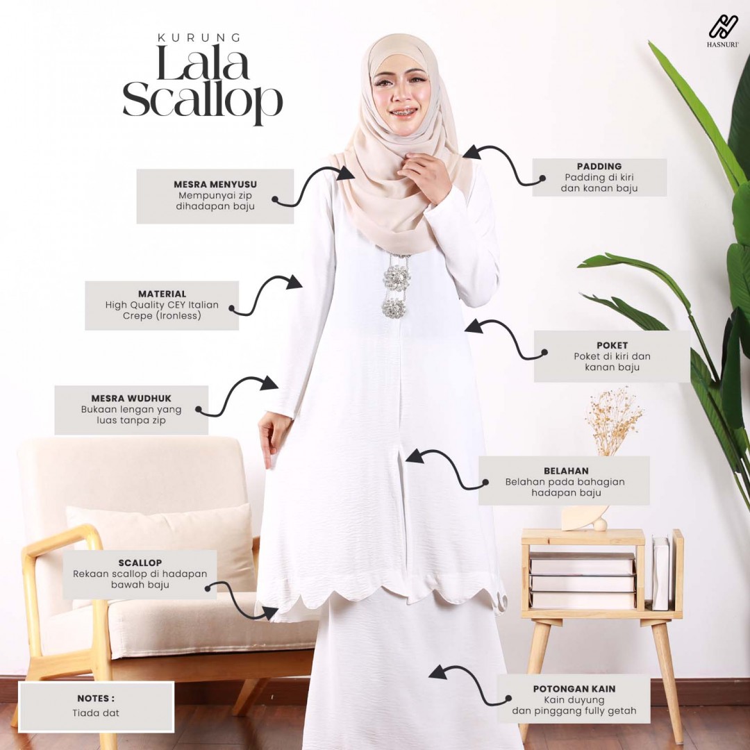 Kurung Lala Scallop - Black