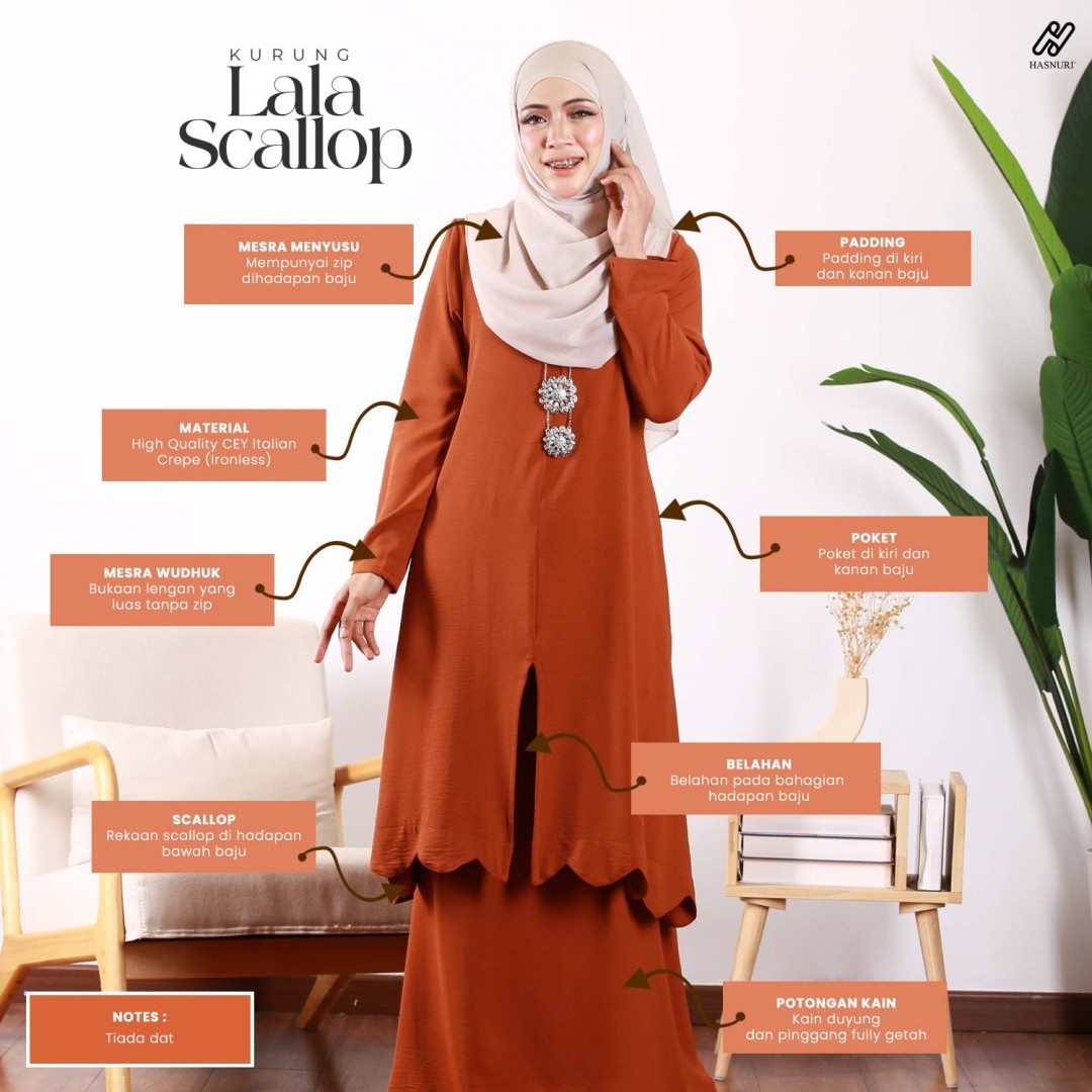 Kurung Lala Scallop - Sweet Pink